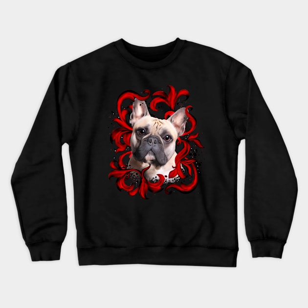 French bulldog, red leaves, frenchie lovers gift Edit Crewneck Sweatshirt by Collagedream